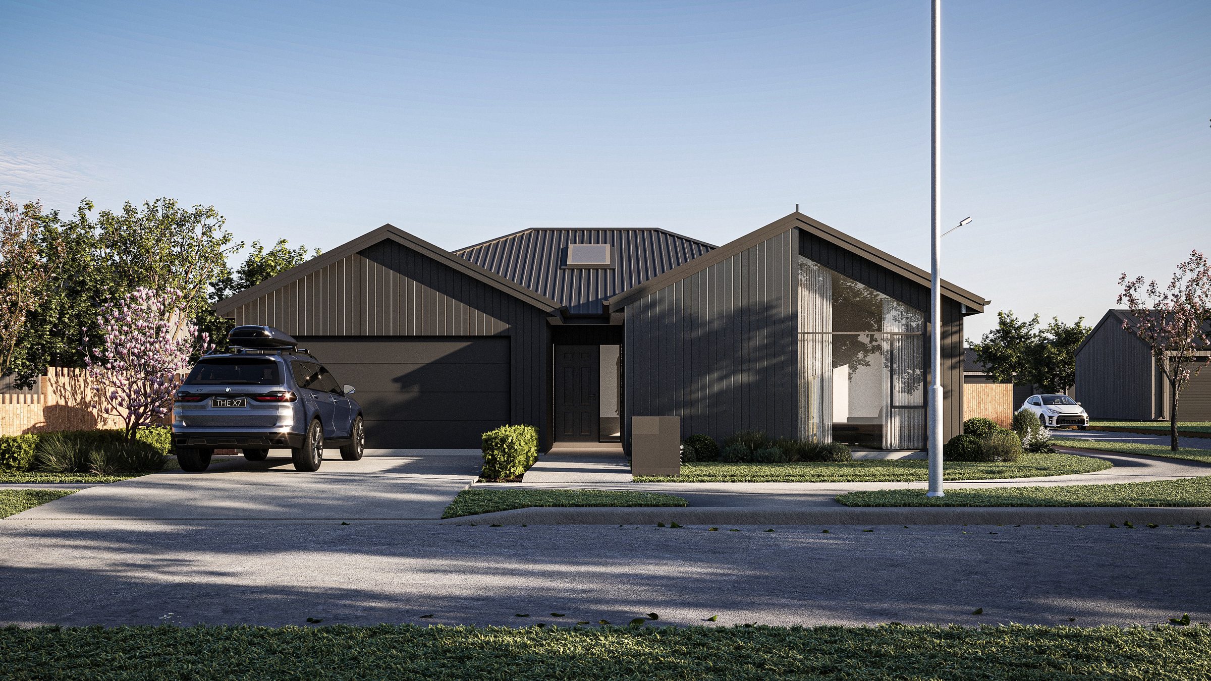 Street-facing gables and double garage at 2 Kakaruai Crescent